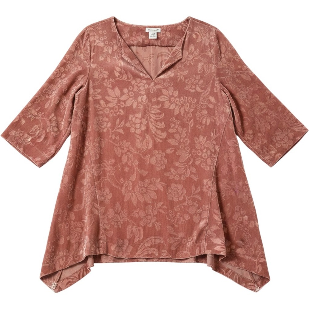 Sundance Velvet Tunic Top S Pink Floral Silk Blend Burnout Sharkbite Boho